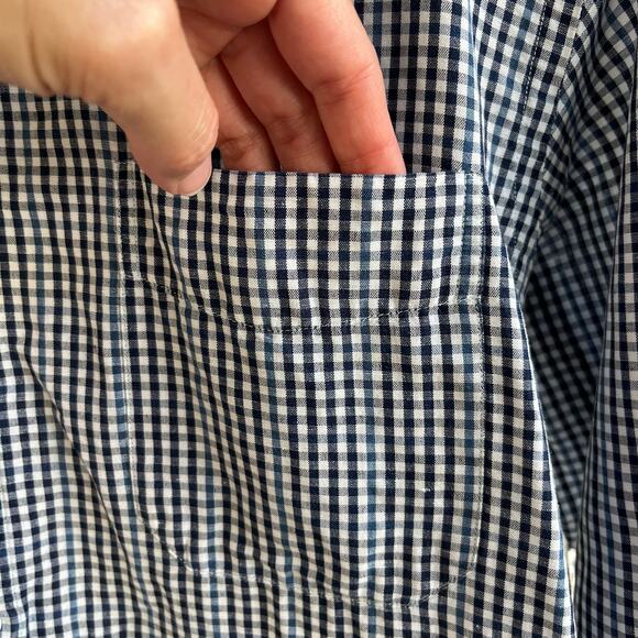 Billy Reid Men's Navy And White Check Print Button Down Shirt Size M - Picture 4 of 8